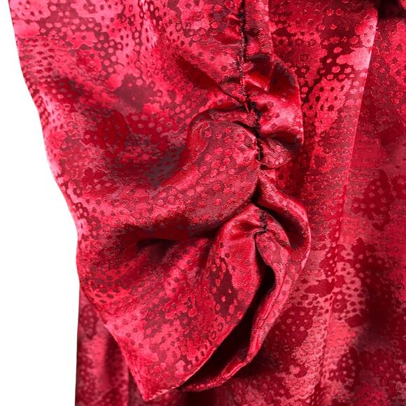 Pellini Von Bramlett Vintage Dress Burgundy Damask Belted Midi Size 5.6 - Picture 7 of 9